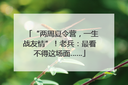 “两周夏令营，一生战友情”！老兵：最看不得这场面……