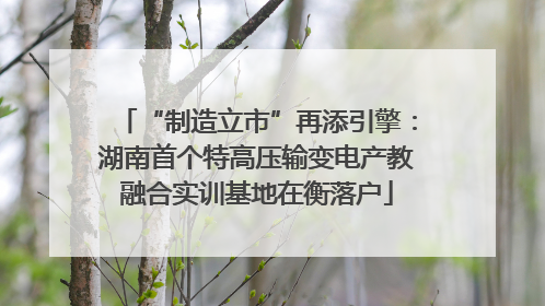 “制造立市”再添引擎：湖南首个特高压输变电产教融合实训基地在衡落户