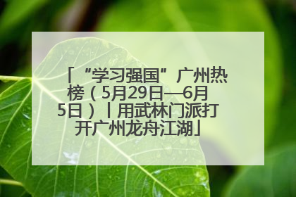 “学习强国”广州热榜（5月29日—6月5日）丨用武林门派打开广州龙舟江湖