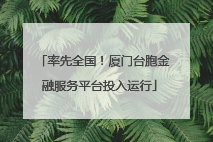 率先全国！厦门台胞金融服务平台投入运行