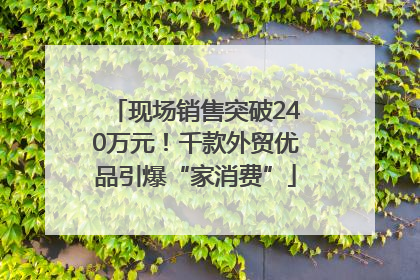 现场销售突破240万元！千款外贸优品引爆“家消费”