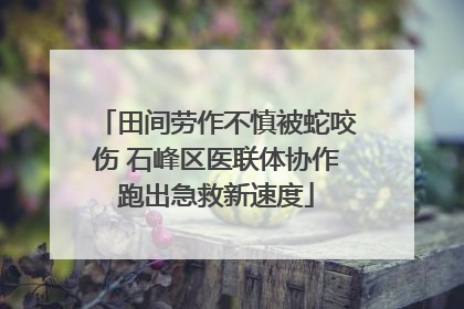 田间劳作不慎被蛇咬伤 石峰区医联体协作跑出急救新速度