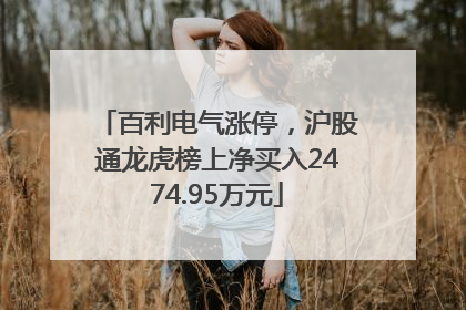 百利电气涨停，沪股通龙虎榜上净买入2474.95万元