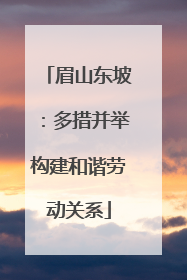眉山东坡：多措并举构建和谐劳动关系