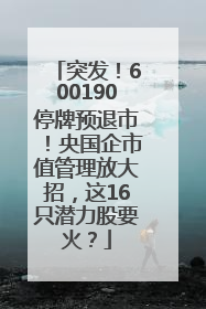 突发！600190停牌预退市！央国企市值管理放大招，这16只潜力股要火？