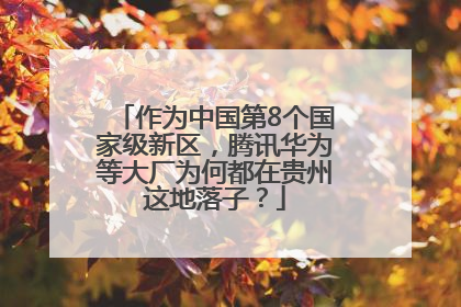 作为中国第8个国家级新区，腾讯华为等大厂为何都在贵州这地落子？