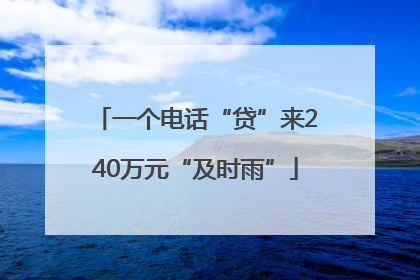 一个电话“贷”来240万元“及时雨”