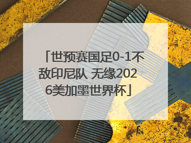 世预赛国足0-1不敌印尼队 无缘2026美加墨世界杯