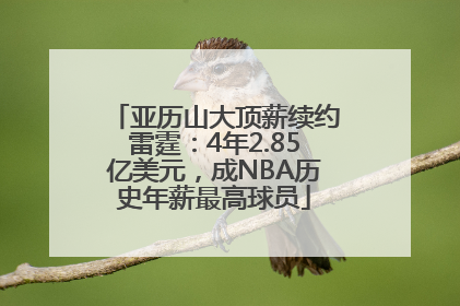 亚历山大顶薪续约雷霆：4年2.85亿美元，成NBA历史年薪最高球员