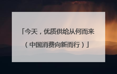 今天，优质供给从何而来（中国消费向新而行）