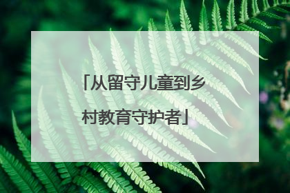 从留守儿童到乡村教育守护者