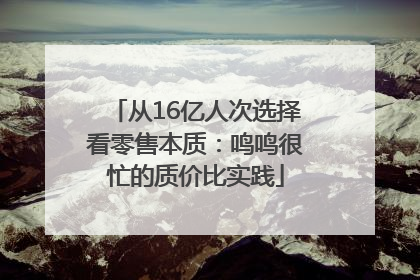 从16亿人次选择看零售本质：鸣鸣很忙的质价比实践