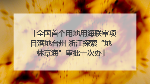 全国首个用地用海联审项目落地台州 浙江探索“地林草海”审批一次办