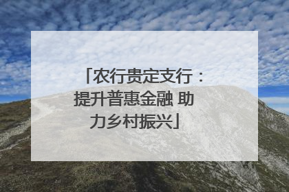 农行贵定支行：提升普惠金融 助力乡村振兴