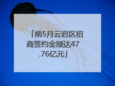 前5月云岩区招商签约金额达47.76亿元