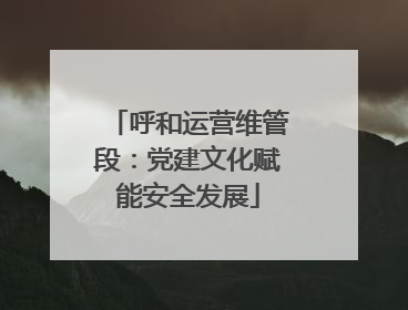 呼和运营维管段：党建文化赋能安全发展