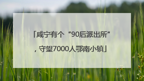 咸宁有个“90后派出所”，守望7000人鄂南小镇