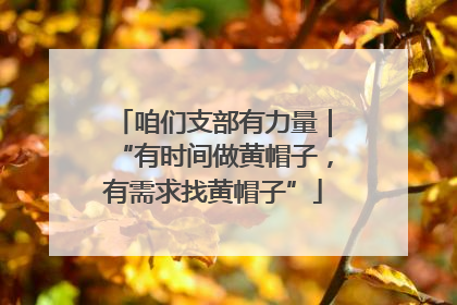 咱们支部有力量｜“有时间做黄帽子，有需求找黄帽子”