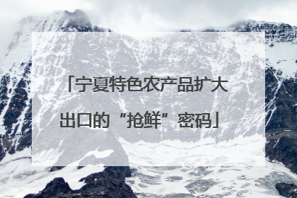 宁夏特色农产品扩大出口的“抢鲜”密码