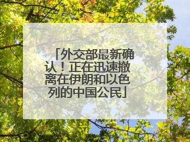 外交部最新确认！正在迅速撤离在伊朗和以色列的中国公民
