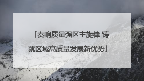 奏响质量强区主旋律 铸就区域高质量发展新优势