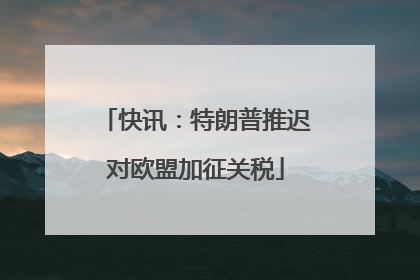 快讯：特朗普推迟对欧盟加征关税