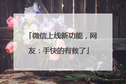 微信上线新功能，网友：手快的有救了