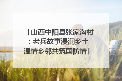 山西中阳县张家沟村：老兵故事浸润乡土 温情乡邻共筑国防情