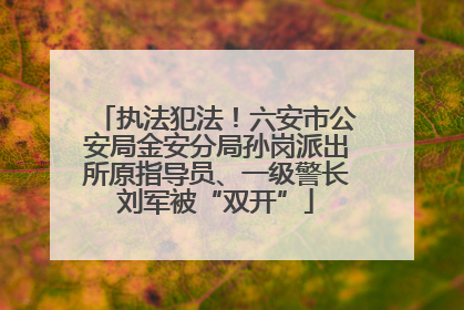 执法犯法！六安市公安局金安分局孙岗派出所原指导员、一级警长刘军被“双开”