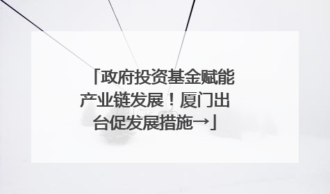 政府投资基金赋能产业链发展！厦门出台促发展措施→