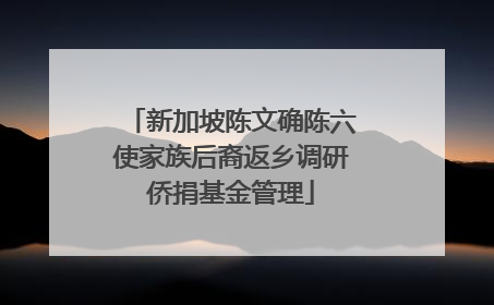 新加坡陈文确陈六使家族后裔返乡调研侨捐基金管理