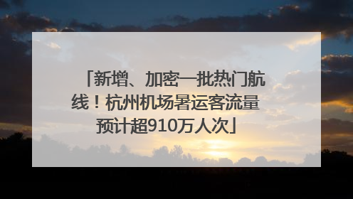 新增、加密一批热门航线！杭州机场暑运客流量预计超910万人次