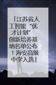 江苏省人工智能“优才计划” 创新培养基地名单公布！海安高级中学入选