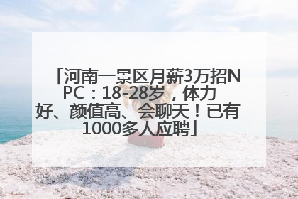 河南一景区月薪3万招NPC：18-28岁，体力好、颜值高、会聊天！已有1000多人应聘