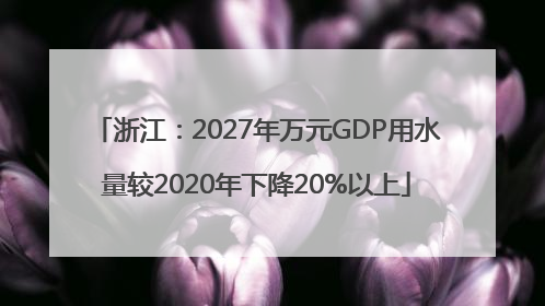 浙江：2027年万元GDP用水量较2020年下降20%以上