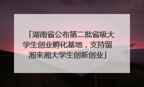 湖南省公布第二批省级大学生创业孵化基地，支持留湘来湘大学生创新创业