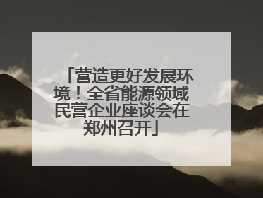 营造更好发展环境！全省能源领域民营企业座谈会在郑州召开