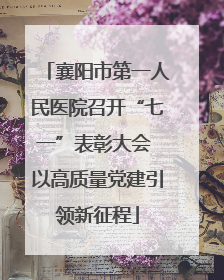 襄阳市第一人民医院召开“七一”表彰大会 以高质量党建引领新征程