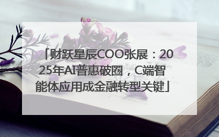 财跃星辰COO张展：2025年AI普惠破圈，C端智能体应用成金融转型关键