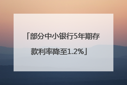 部分中小银行5年期存款利率降至1.2%