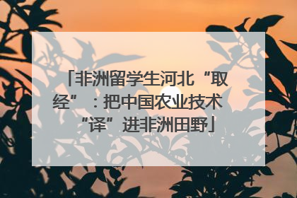 非洲留学生河北“取经”：把中国农业技术“译”进非洲田野