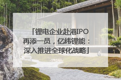 锂电企业赴港IPO再添一员，亿纬锂能：深入推进全球化战略