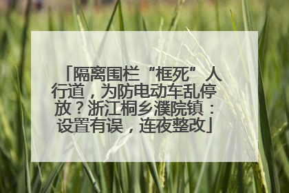 隔离围栏“框死”人行道，为防电动车乱停放？浙江桐乡濮院镇：设置有误，连夜整改