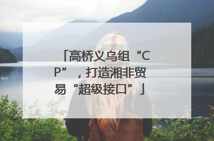 高桥义乌组“CP”，打造湘非贸易“超级接口”