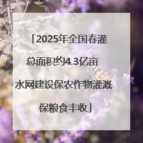 2025年全国春灌总面积约4.3亿亩 水网建设保农作物灌溉 保粮食丰收